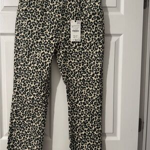 Zara Cropped Leopard Print Women Jeans